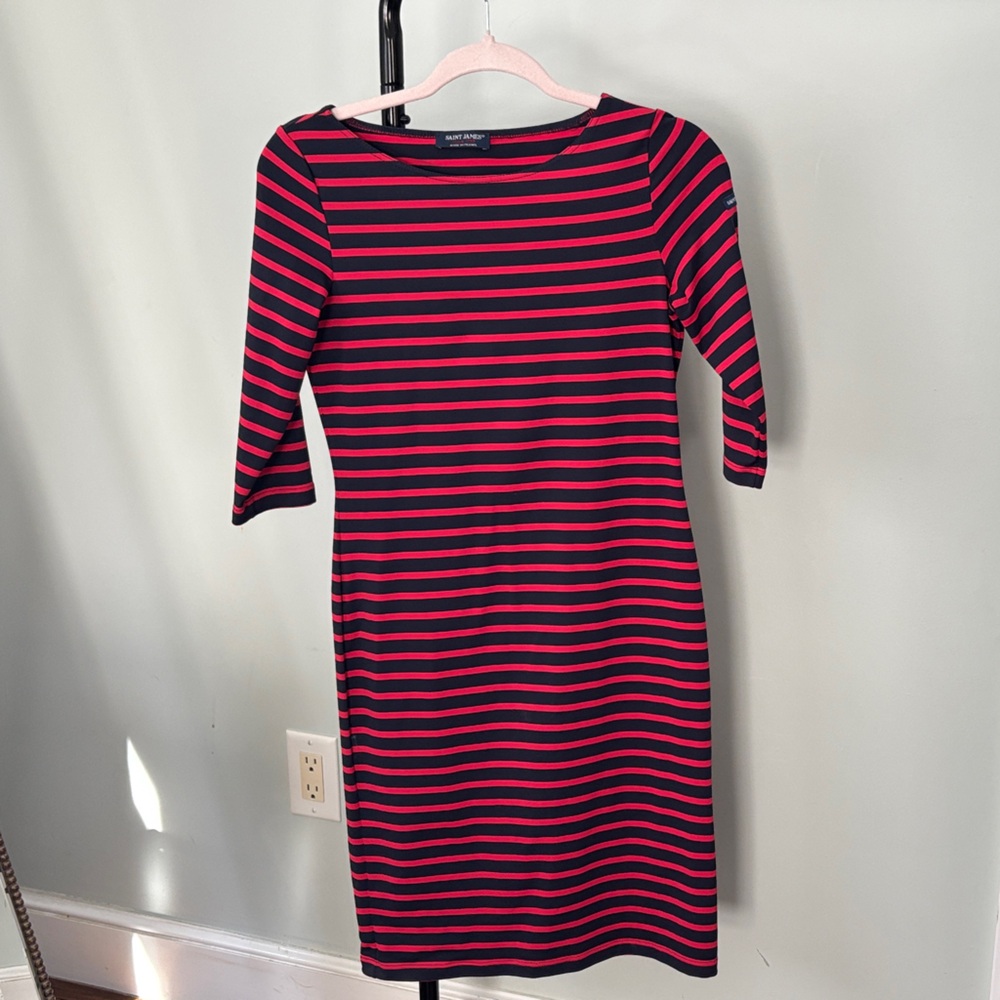 Nautical, Red & Black striped dress - Saint James